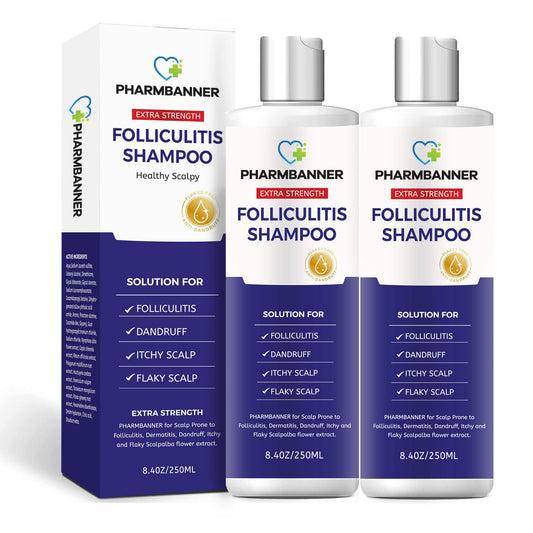 PHARMBANNER 2Pcs Folliculitis, Seborrheic Dermatitis Shampoo, Anti Dandruff/Antifungal Shampoo, Folliculitis/Dandruff Treatment, Scalp Psoriasis Treatment, Relieve From Itchy & Dry Scalp