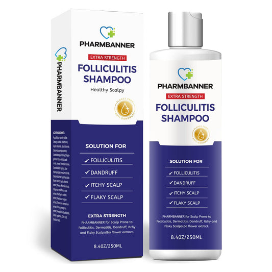 PHARMBANNER Folliculitis, Seborrheic Dermatitis Shampoo, Anti Dandruff/Antifungal Shampoo, Folliculitis/Dandruff Treatment, Scalp Psoriasis Treatment, Relieve From Itchy & Dry Scalp